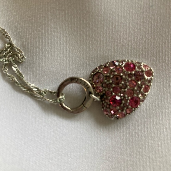 Fossil Pink crystals heart charm with chain 💖 - Picture 6 of 8